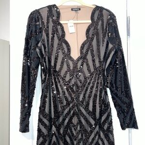 NWT Express Sequin V Neck Cocktail Dress